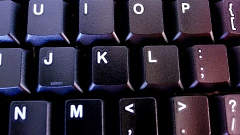 Close-up black keyboard, office environment, computer peripherals, online l.. Stock Footage 273070203