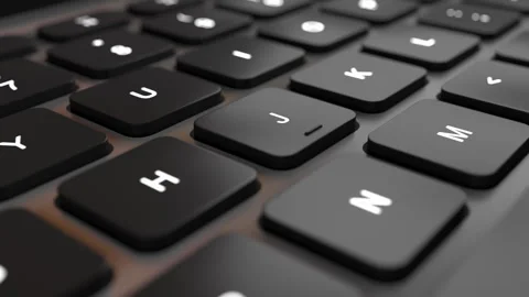 A close up of a black keyboard with white keys Stock Footage 267882100