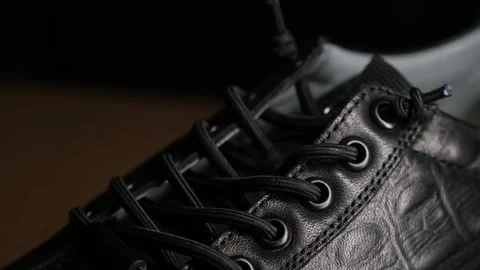 Close Up of Black Leather Shoes Stock Footage 329967751