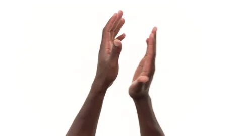 Close up of a black man clapping his hands. Isolated on a white background. Stock Footage 161899216