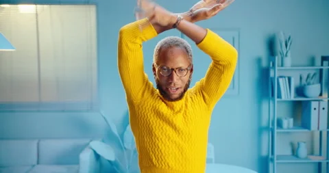 Close up black man dancer enjoying freedom showing hands movement at the camera Stock Footage 163145069