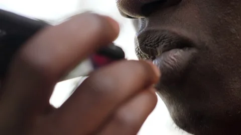 Close Up of Black Man With Mobile Phone Recording Voice Message Stock Footage 219625386