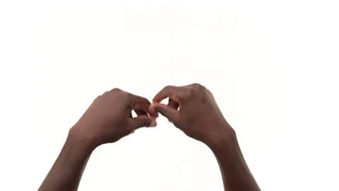 Close up of a black man's hands, snapping his fingers. Isolated on a white Stock Footage 161899551