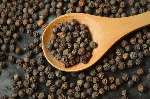 Close-up of black peppercorns Stock Photos