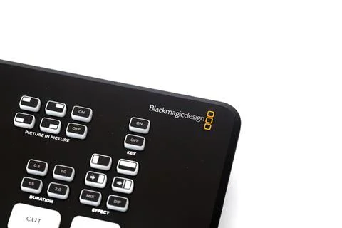 Close-up of black remote control with buttons and display Фото