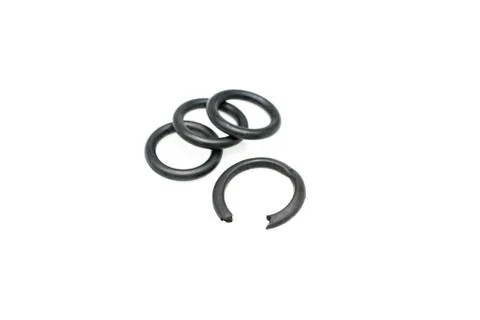 Close up black rubber O-ring torn Stock Photos