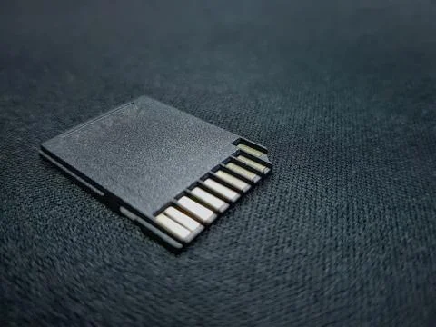 Close-up Black SD Card for Storing Media Files with Selective Focus Stock Photos