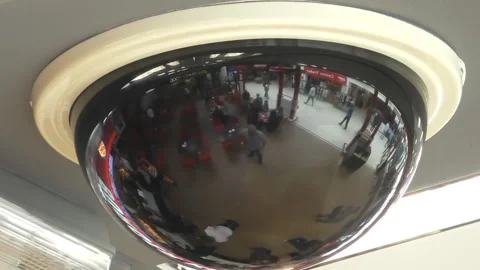 Close up of black security camera bubble on the ceiling Stock-Footage 164467738