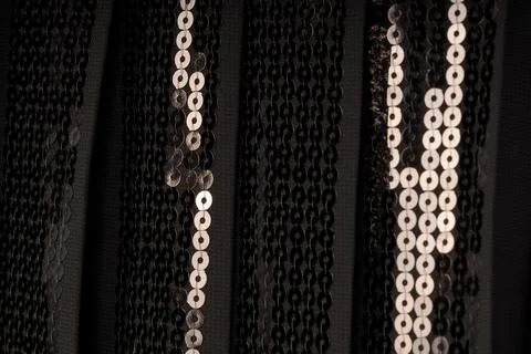 Close-Up of Black Sequins on Fabric Stock Photos