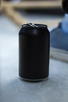 Close-up of a black soda can Stock Photos