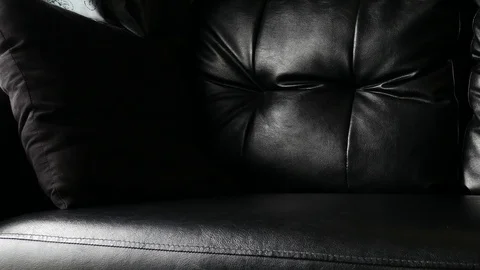 Close up on black sofa leather Stock Footage 79674436