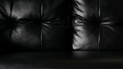 Close up on black sofa leather Stock Footage 79674516