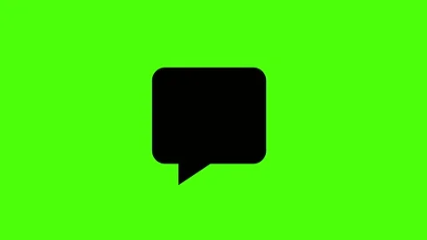 Close-up of a black speech bubble icon on a green background Video stock 341779588
