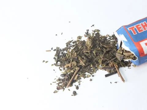 Close up of black tea on white Stock Photos