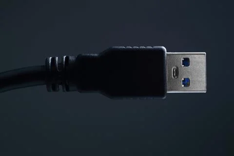 Close-up black usb cable Stock Photos