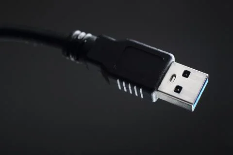 Close-up black usb cable Stock Photos