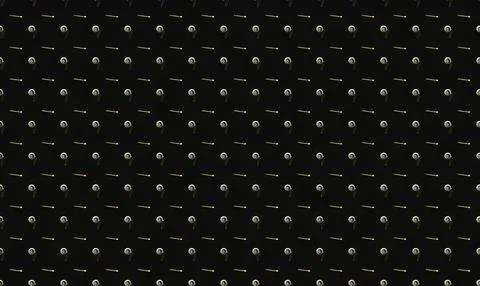 Close-up of a black wall with evenly spaced metal nails Stock Illustration