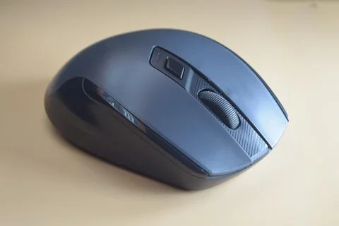 Close up of a black wireless mouse Stock Photos