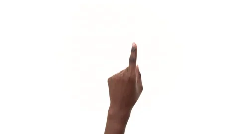 Close up of a black woman's hand pointing upwards in the frame. Isolated on a Stock-Footage 161903781