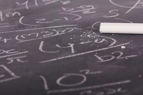 Close up of blackboard with maths equations Stock Photos