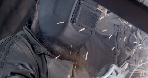 Close-up Blacksmith welder working with a welding machine Stock Footage 135979250