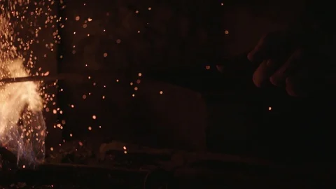 Close up of blacksmiths fireplace Stock-Footage 89326952