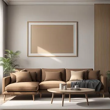 Close up blank frame mockup on wall in the living room. frame mockup design.. Stock Photos