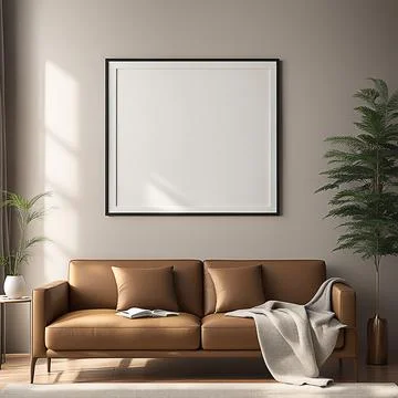 Close up blank frame mockup on wall in the living room. frame mockup design.. Foto stock