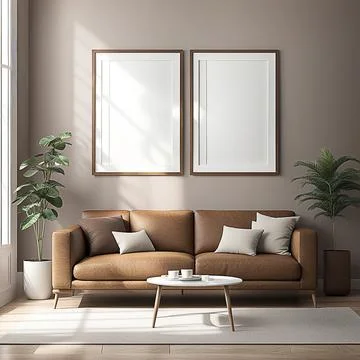 Close up blank frame mockup on wall in the living room. frame mockup design.. Stock Photos