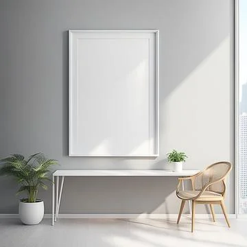 Close up blank frame mockup on wall in the living room. frame mockup design.. Foto stock