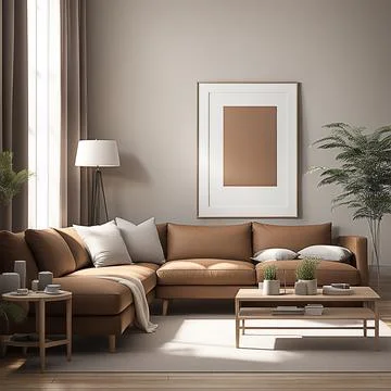 Close up blank frame mockup on wall in the living room. frame mockup design.. Stock Photos