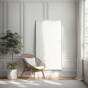 Close up blank frame mockup on wall in the living room. frame mockup design.. Stock Photos