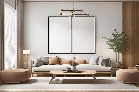 Close up blank frame mockup on wall in the living room. frame mockup design.. Foto stock