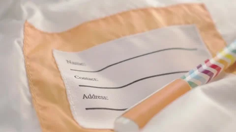 Close-up of a Blank Identification Label on a White Jacket Stock Footage 339317088