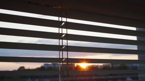 Close up of blinds Pan Shot , a smooth pan across elegant window blinds Stock Footage 242976953