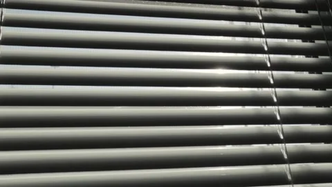 Close up blinds shutter window sunshine entering sun house appartments. Stock Footage 207855551