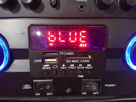 Close up, blinking red bluetooth led lamp lndicator Stock Photos