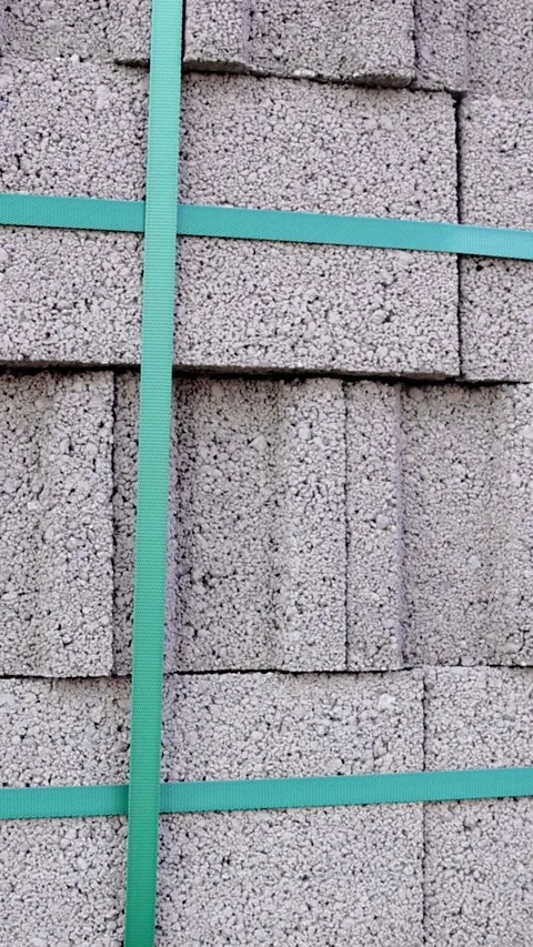 Close-up of blocks at construction site, pumice stone blocks stacked on cubic Stock Footage 263252154
