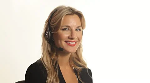 Close up of blond customer service worker Stock Footage 12388791