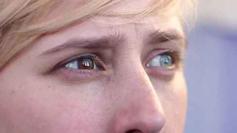 Close-up of a blonde with hyperchromic eyes 動画素材 73990298