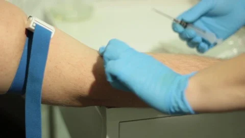 Close up of a blood sample from a vein Stock Footage 71179583