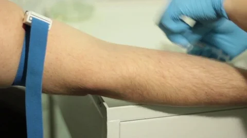 Close up of a blood sample from a vein Stock Footage 71179594