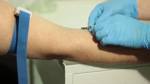 Close up of a blood sample from a vein Stock Footage 71179598