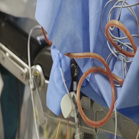 Close up of blood in the tubes during surgery Stock Footage 69460731