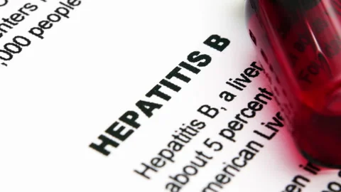 Close up of blood vial on hepatitis b form Stock Footage 344908640