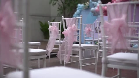 Close-up of Blue and Pink Balloon Garlands for Baby Gender Reveal Celebration Stock Footage 341009152