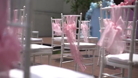 Close-up of Blue and Pink Balloon Garlands for Baby Gender Reveal Celebration Stock Footage 341009206