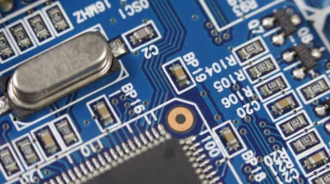 Close Up Blue Circuit Board Computer Motherboard Electrical Components Internet Stock Footage 44354251