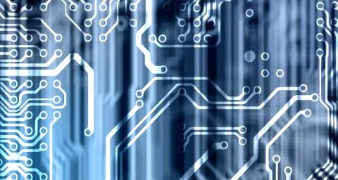 Close up of the blue circuit board Stockillustratie