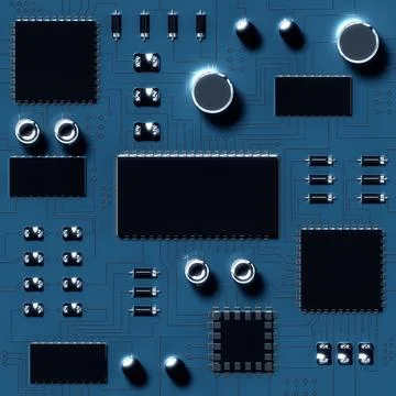 Close up of blue circuit board Stock Photos